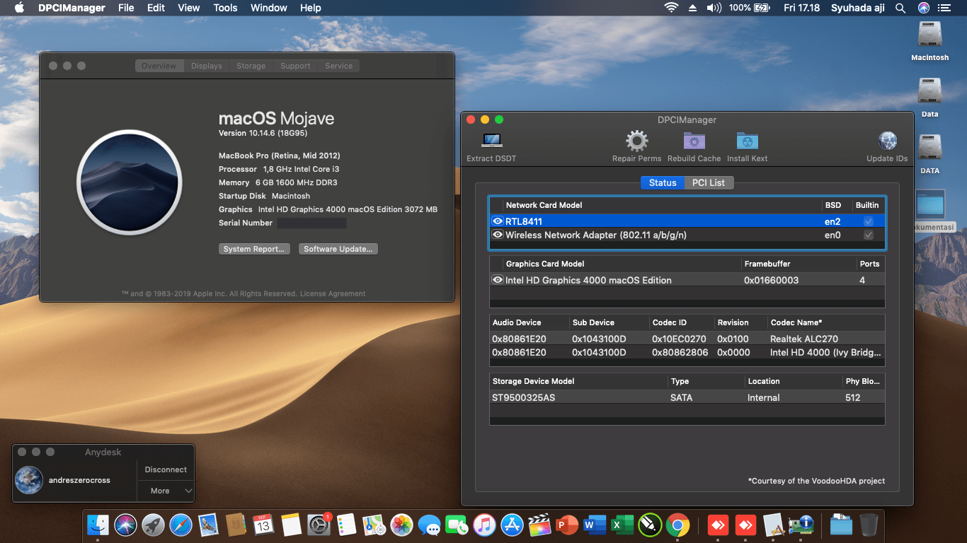 Success Hackintosh macOS Mojave 10.14.6 Build 18G95 at Asus K46CM-WX091D
